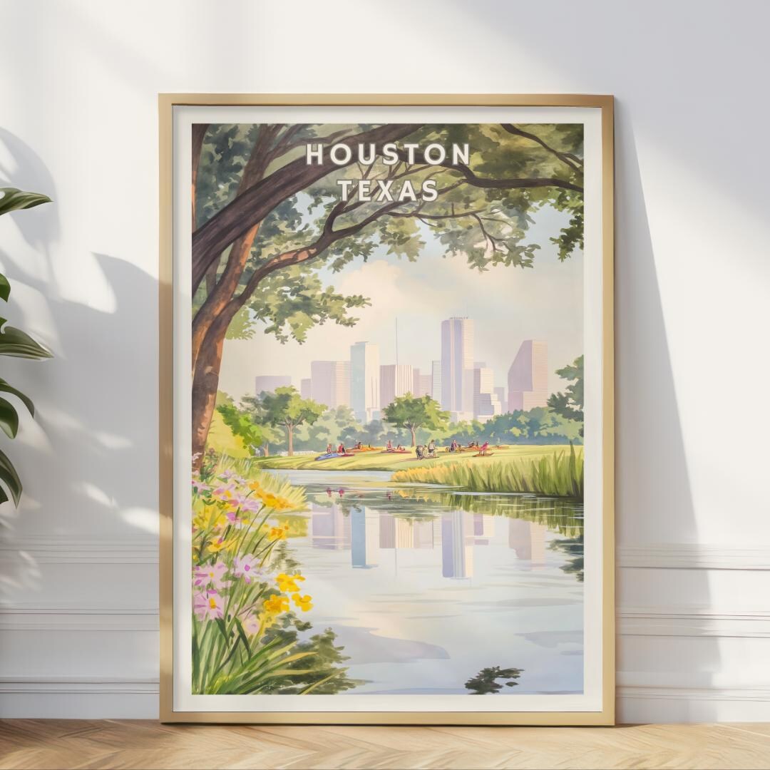 Houston Texas Poster, City Skyline Park Wall Art, Urban Nature ...