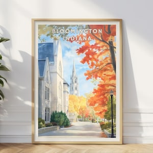 Bloomington Indiana Poster, Indiana Universität Standort Druck, Herbst Natur Kunst, College Town Wanddekoration, Midwest Reise Haus Büro Wanddekoration