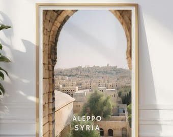 Aleppo Syria Poster, Middle Eastern Decor, Urban Landscape Print, Aleppo Travel Wall Art, Historical Islamic City, Syrian Home Decor