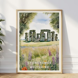 Stonehenge Wiltshire Poster, Ancient Monuments Wall Art, English Countryside Decor, Historic Travel Print, UK Landscape Artwork