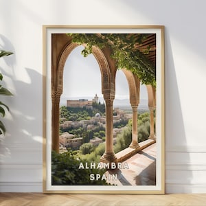 Granada Alhambra Spain Print, Andalusia Art Decor, Historic Alhambra Poster, Moorish Architecture Wall Art, Spain Travel Souvenir