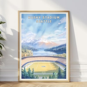 Husky Stadium Square Poster, Washington Football, pazifischer Nordwesten Dekor, College Sport, Stadion Galeriewand, Haus Büro