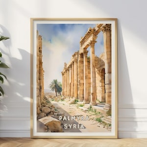 Palmyra Syria Poster, Ancient Ruins Wall Art, Middle Eastern Heritage Print, Historic Desert Landscape, Archeological Travel Syrian Decor