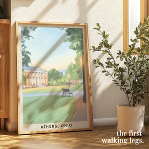 Athens Ohio Poster, Ohio University Campus Wall Art, College Green Landmark Print, Brick Building Evening Scene, Alumni Home Office Decor