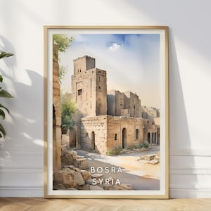 Bosra Syria Poster, Ancient Syrian Architecture Wall Art, Middle Eastern Print, Historic Cityscape, Archeological Decor, Cultural Artwork