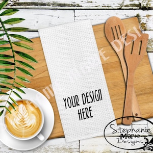 White Waffle Weave, 1 Piece Kitchen Towel Set Mockup, digital image/Stock Photography/ Instant Download