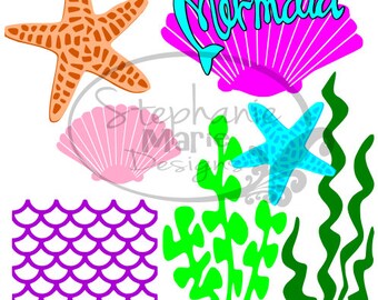 Mermaid Collection-SVG Cut File for use with Silhouette Studio Design Edition,Cricut Design Space and others
