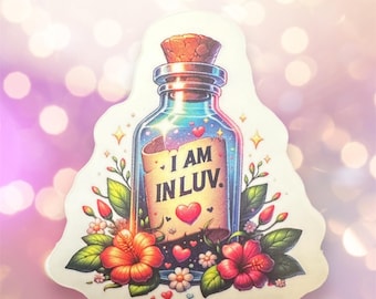 I am InLuv Sticker | Message Bottle sticker | Positive Message Vinyl Sticker | Self Care | Encouragement