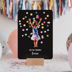 Children's birthday invitation card I colorful confetti I rounded corners I 2 different backs to choose from