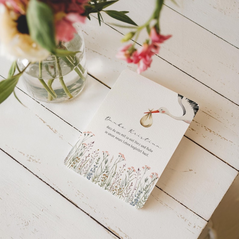 Personalized card for midwife | Thank you card for midwife with name | Watercolor | Rounded corners | Handmade | A6 image 7