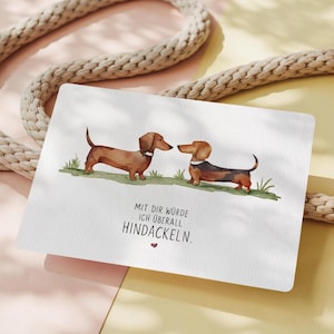 Biglietto d'auguri Bassotto I Biglietto per San Valentino o amicizia I Biglietto per cari amici I Acquerello dipinto a mano I Amante del Bassotto