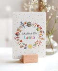 Personalized card for the first day of school | Card with name | Congratulations on the first day of school | Watercolor | Rounded corners | Handmade