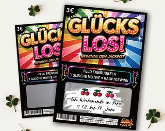 Gratta e vinci personalizzabile | Regalo divertente | Biglietto fortunato | Carta regalo gratta e vinci | Regalo di compleanno | A7