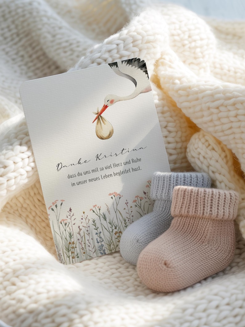 Personalized card for midwife | Thank you card for midwife with name | Watercolor | Rounded corners | Handmade | A6 image 10