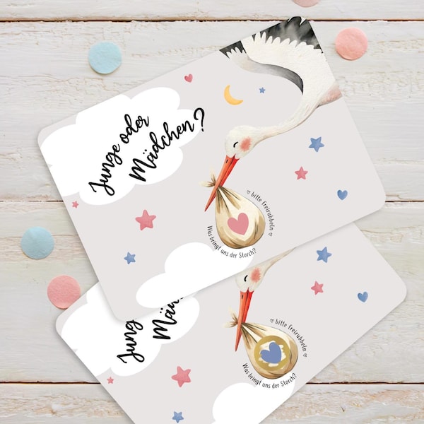 Gender reveal card | Boy or girl card | Scratch card A6 | Scratch-off area | Rounded corners