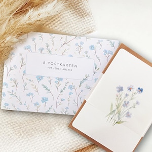 Conjunto de presente com 8 cartões I Envelope feito à mão I Aquarela I Flores