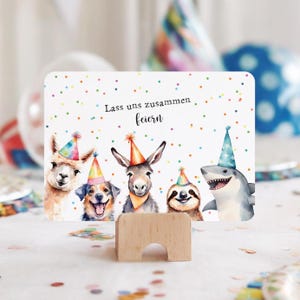 Invitation card children's birthday I party animals I rounded corners I 2 different backs to choose from