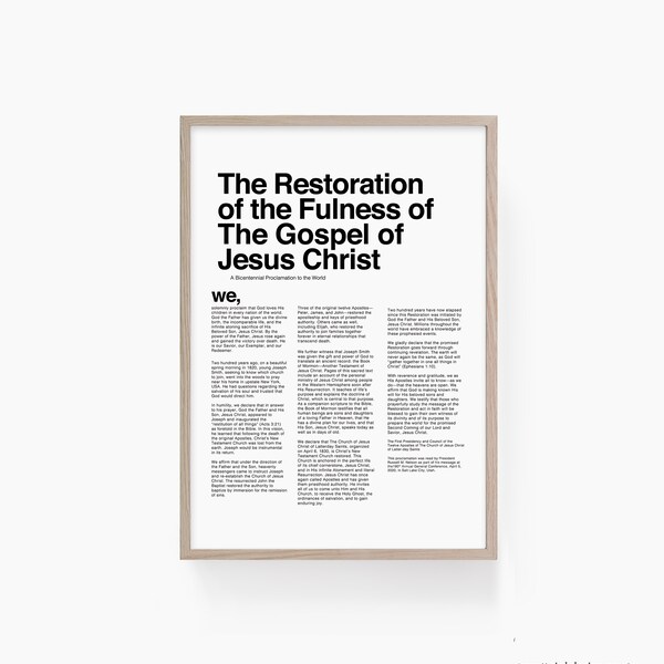 The Restoration Proclamation ONLY 5 sizes!