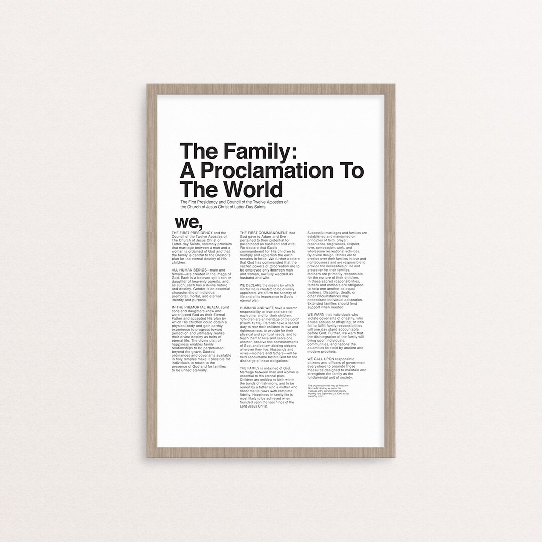 The Proclamation to the Family Printable ONLY 5 Sizes! - Etsy