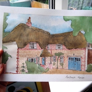Op maat gemaakt aquarelhuisschilderij