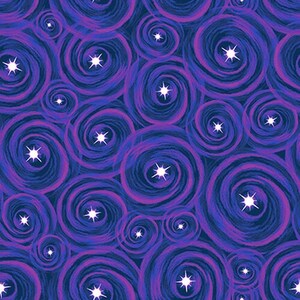 Blank Quilting 9775-55 Lost in Space Swirls w/ Stars Purple Cotton Fabric by The Yard