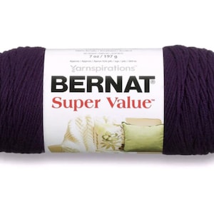 Bernat Super Value Acrylic Knitting Crocheting Craft Number 4 Worsted Weight Yarn Color No 07773 Light Damson Etsy