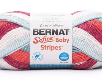 Bernat Softee Baby Stripes Rocket Pop 250g Knitting & Crochet Yarn