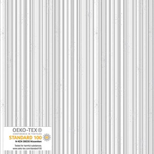 Stof European We Love Christmas Stripes White Silver Cotton Quilting Fabric By The Yard