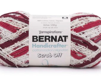 Bernat Handicrafter Scrub Off Cotton Candy Cane Knitting & Crochet Yarn