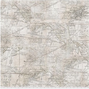 Tim Holtz Monochrome Expedition Parchment Cotton Fabric By The Yard