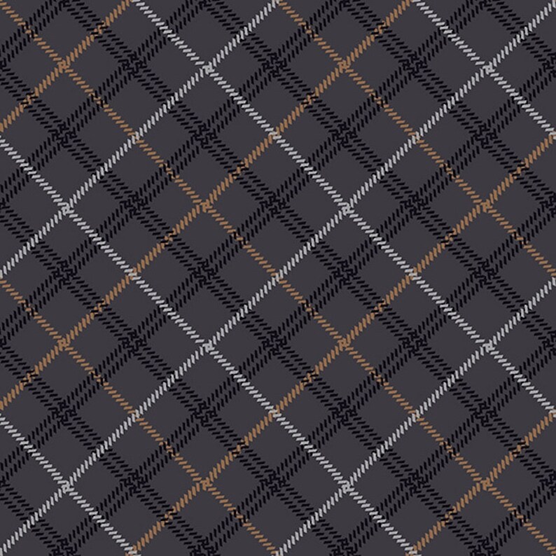 Henry Glass Woodland Whispers Bias Plaid Charcoal Cotton Fabric By The Yard image 1