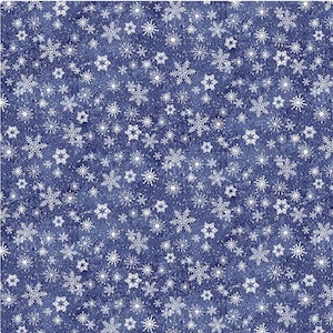 Henry Glass Flurry Friends Snowflake Navy Cotton Fabric By The Yard