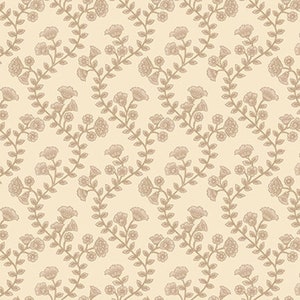 Blank Quilting Ashton Collection Wavy Floral Stripe Ivory Cotton Fabric By The Yard
