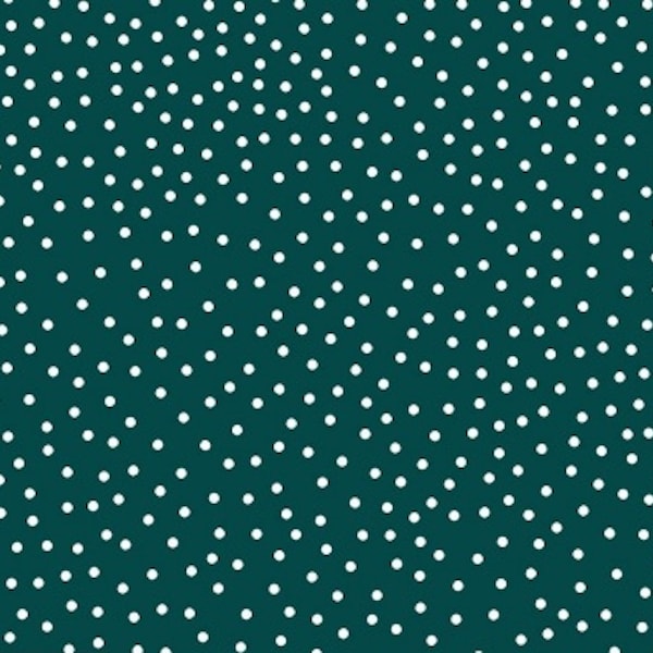 Stof Fabrics 4512-435 Dot Mania Mini Polka Dot Dk Teal Cotton Tissu par verge