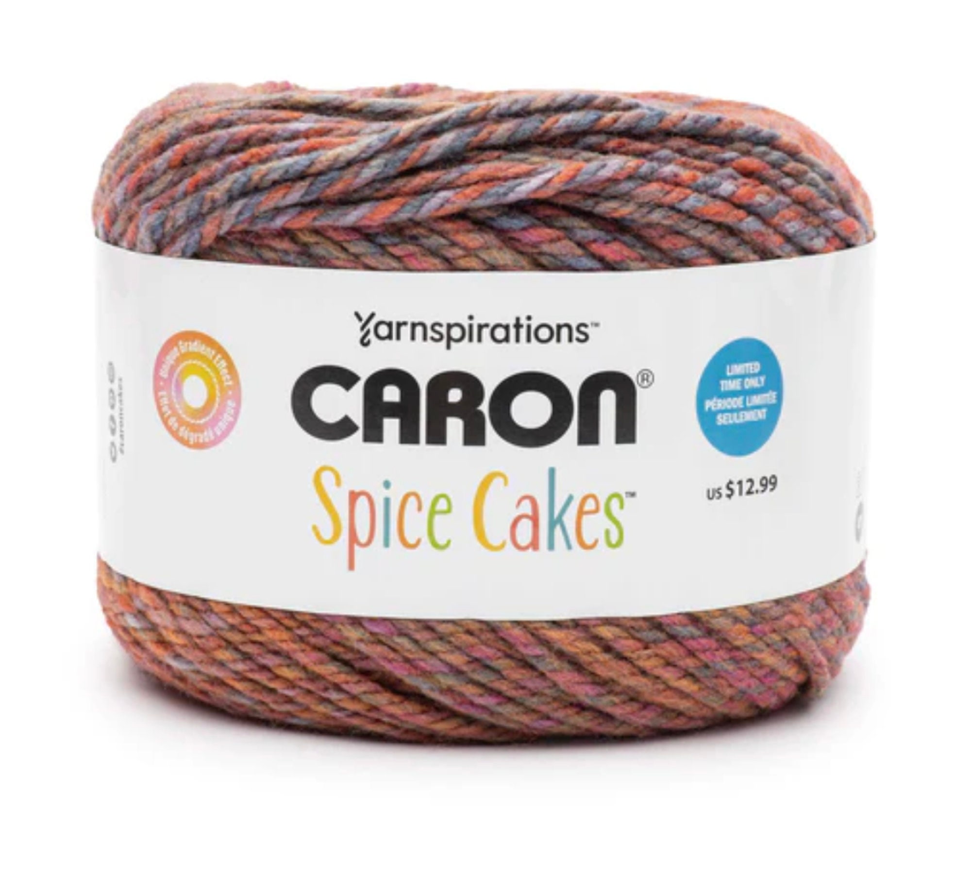 Caron Cinnamon Swirl Cakes Yarn, 407yds/372m medium 4 Marble 
