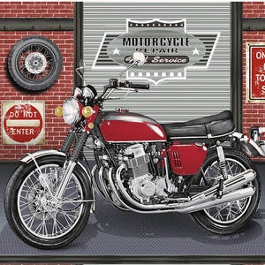 Henry Glass My Tools My Rules Bike Brick 24&quot; Panel Cotton Fabric By The Panel