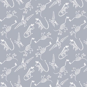 Henry Glass Dinosaur Kingdom Fossils Gray Cotton Fabric By Yard