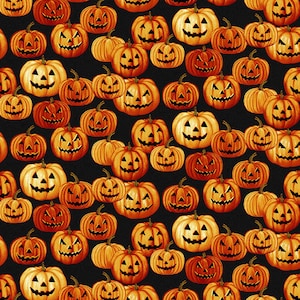 Henry Glass Haunted Village Jack O Lanterns Schwarz Stoff-Bulk-Lager