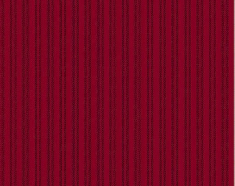 Henry Glass Scrappenstance Ticking Stripe Red Cotton Flannel Fabric By The Yard