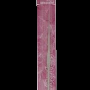 May include: A pink and white package containing a Susan Bates Steel Crochet Hook. The package has the brand name and product description printed on it.