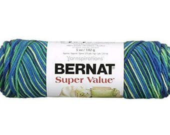 Bernat Super Value Variegated Whirlpool 5 oz Acrylic Knitting & Crochet Yarn