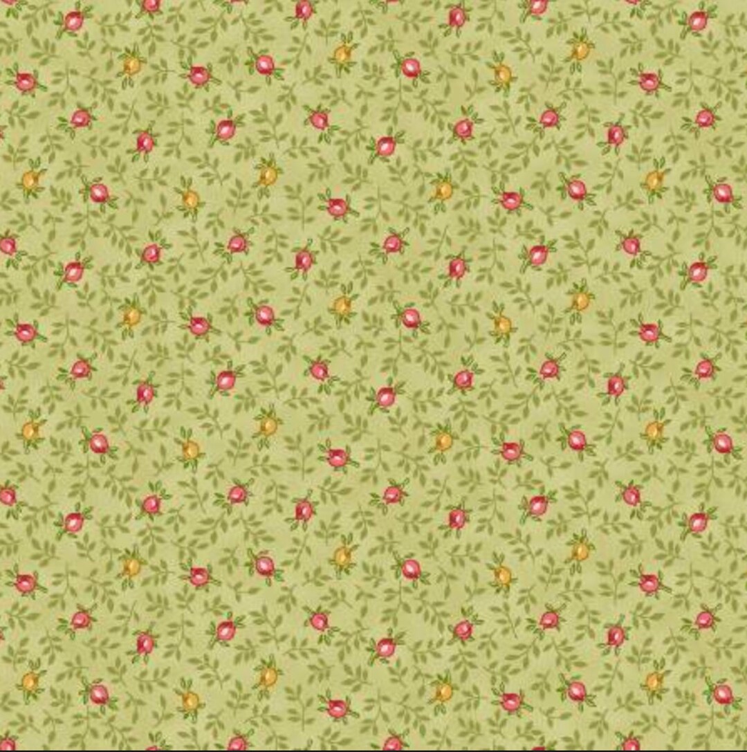 Henry Glass Spring is in the Air Spring Rose Bud Toss Green Fabric by ...