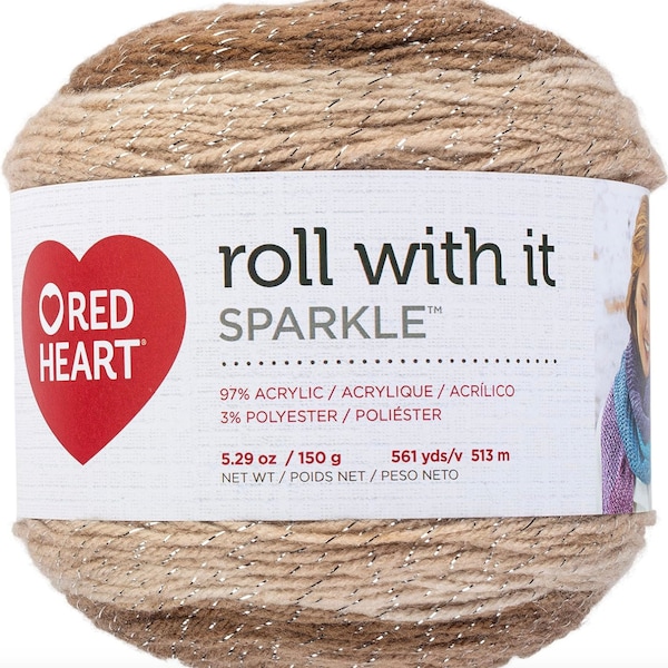 Red Heart Roll With It Sparkle Moon Dust Knitting & Crochet Yarn