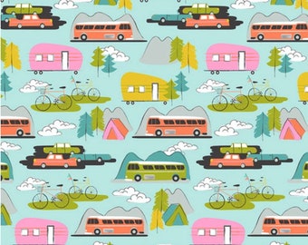 Free Spirit Maude Asbury Wanderlust Hit The Road Seafoam Fabric By Yd