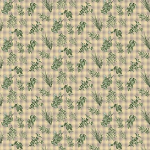 Henry Glass - Bonhommes de neige de jardinage, fines herbes et tissu en coton à carreaux jaune fauve par mètre