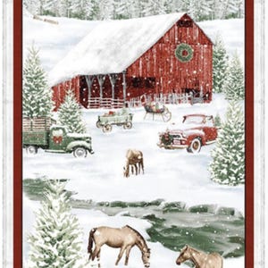 Henry Glass Holiday Spirit 24&quot; Panel z motywem farmy Tkanina bawełniana Przez Panel