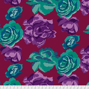 Kaffe Fassett PWGP164 Rose Clouds Maroon Cotton Fabric By The Yard