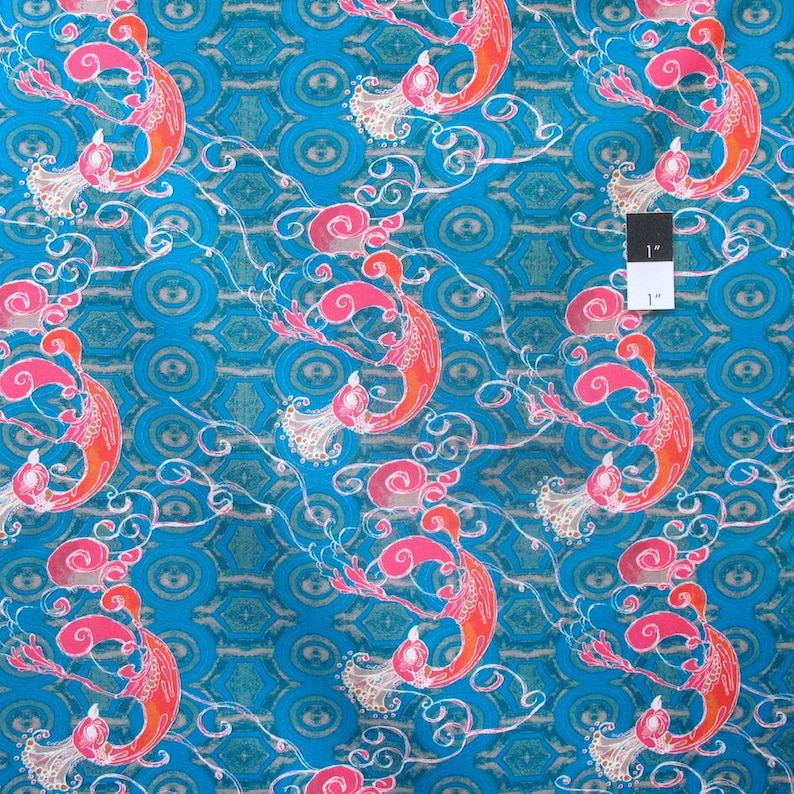 Free Spirit Feather Flock by Tina Givens PWTG173 Aqua Dancing King Cotton