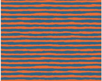Free Spirit Brandon Mably Comb Stripe Orange Cotton Fabric By The Yard