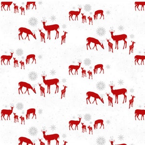 Henry Glass Holiday Lane Red Deer Cotton Fabric cięty na wymiar